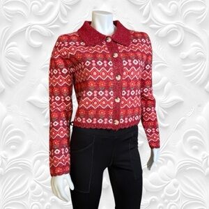 Soho & Stella Portia Collared Flower Cardigan Size L